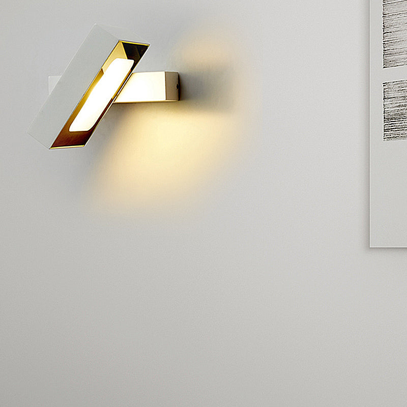 Rectangular Wall Light Modern Metal Black/White/Grey LED Wall Mount Light with Rotatable Design