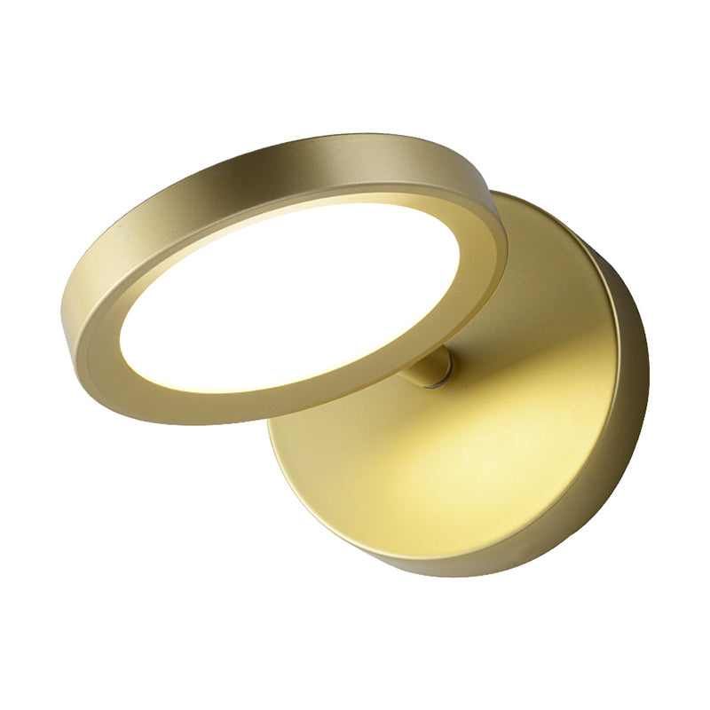Modernist LED Wall Light with Metal Shade Black/Gold Round Wall Mounted Light