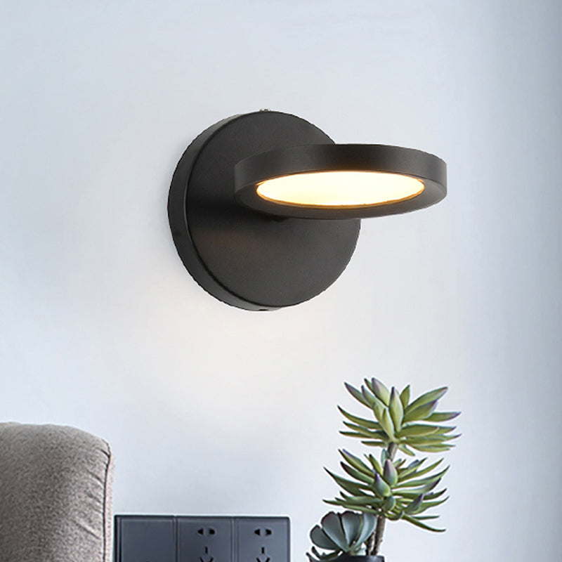 Modernist LED Wall Light with Metal Shade Black/Gold Round Wall Mounted Light