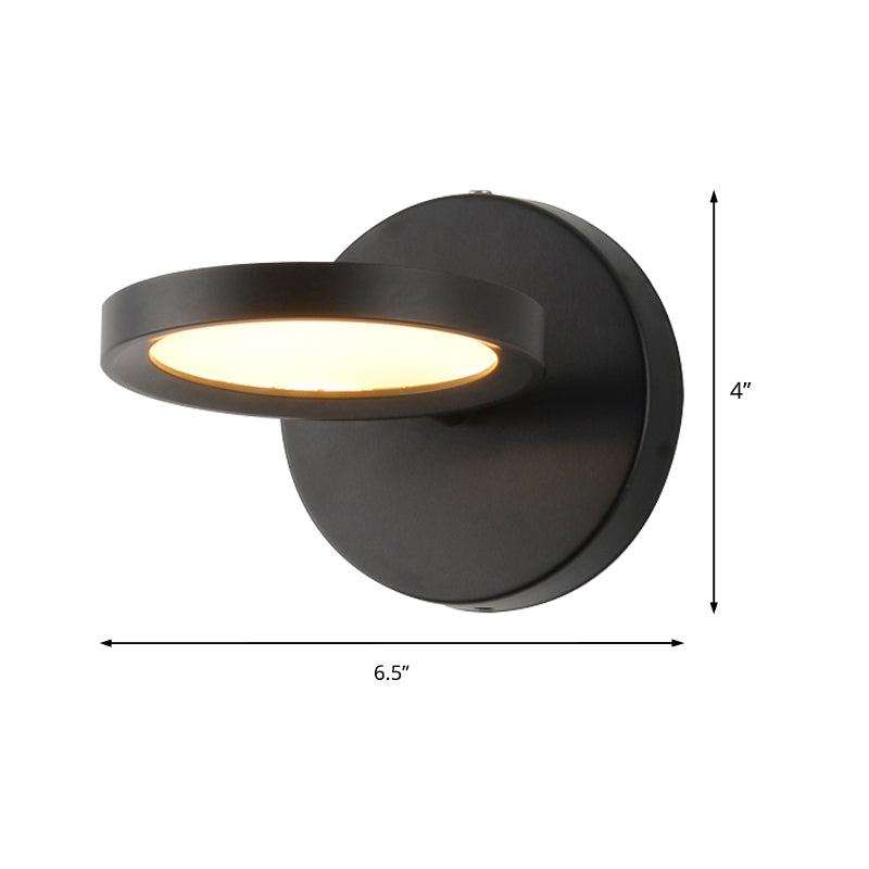 Modernist LED Wall Light with Metal Shade Black/Gold Round Wall Mounted Light