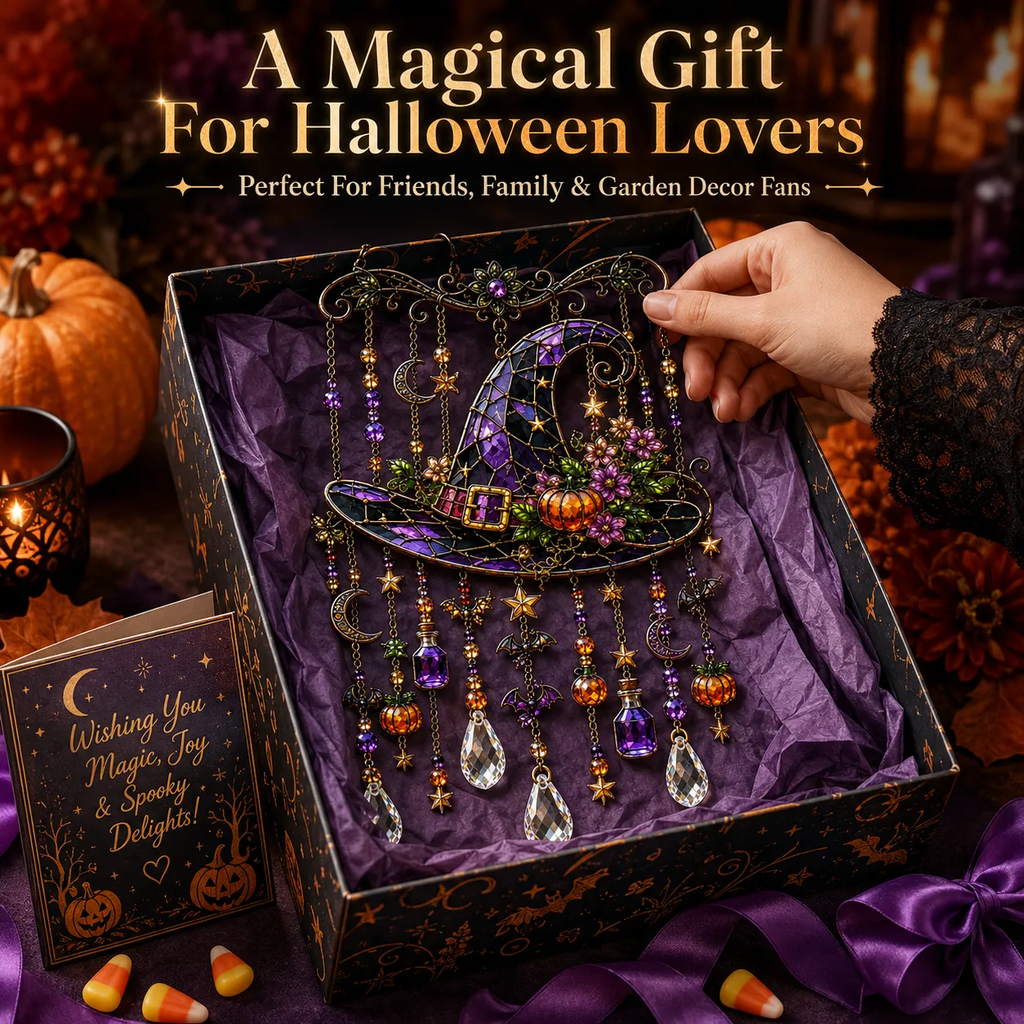 Halloween Crystal Wind Chime – Colorful Acrylic Hanging Garden Decoration
