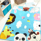 Colorful Back for Children Multi Color Animal Pattern Carpet Synthetic Stain Resistant Non-Slip Back Machine Washable Carpet for Preschool