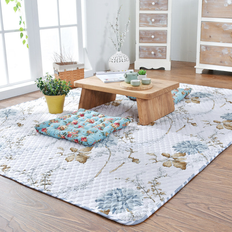 Aesthetics Botanic Carpet Multi-Color Nordic Carpet Cotton Machine Wash Padded Quilt Carpet