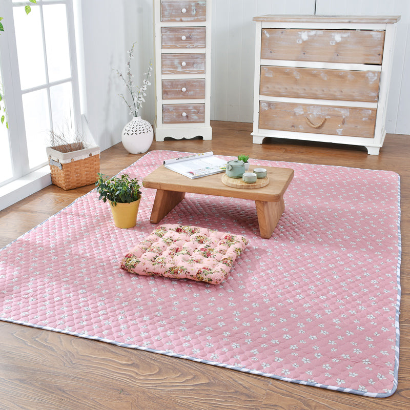 Aesthetics Botanic Carpet Multi-Color Nordic Carpet Cotton Machine Wash Padded Quilt Carpet