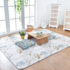 Aesthetics Botanic Carpet Multi-Color Nordic Carpet Cotton Machine Wash Padded Quilt Carpet