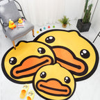 Yellow Duck Pattern Carpet Cotton Cartoon Area Rug Non-Slip Back Floor Mat for Kids Room