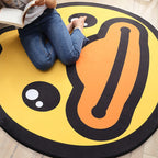 Yellow Duck Pattern Carpet Cotton Cartoon Area Rug Non-Slip Back Floor Mat for Kids Room