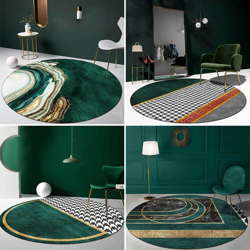 Glam Mid-Century Rug Multicolor Marble Look Rug Pet Friendly Stain Resistant Non-Slip Back Rug for Living Room