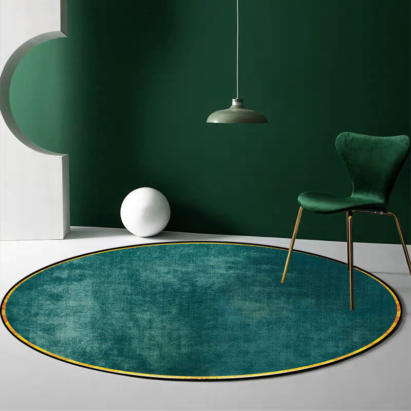 Retro Emerald Green Solid Carpet Polypropylene Luxury Carpet Stain-Resistant Washable Non-Slip Carpet for Home Decoration
