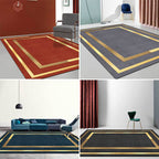 Glam Gold Frame Rug Multicolored Minimalist Rug Polyester Non-slip Pet-friendly Stain-resistant Rug for Room