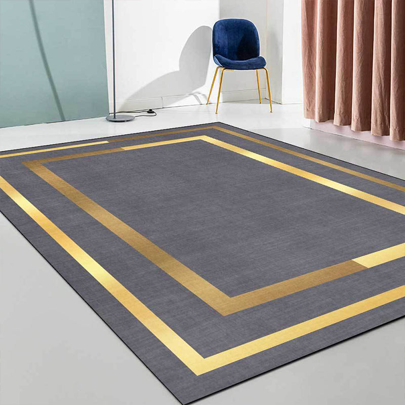 Glam Gold Frame Rug Multicolored Minimalist Rug Polyester Non-slip Pet-friendly Stain-resistant Rug for Room