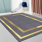Glam Gold Frame Rug Multicolored Minimalist Rug Polyester Non-slip Pet-friendly Stain-resistant Rug for Room
