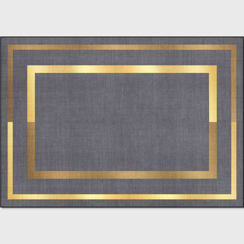 Glam Gold Frame Rug Multicolored Minimalist Rug Polyester Non-slip Pet-friendly Stain-resistant Rug for Room