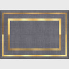 Glam Gold Frame Rug Multicolored Minimalist Rug Polyester Non-slip Pet-friendly Stain-resistant Rug for Room
