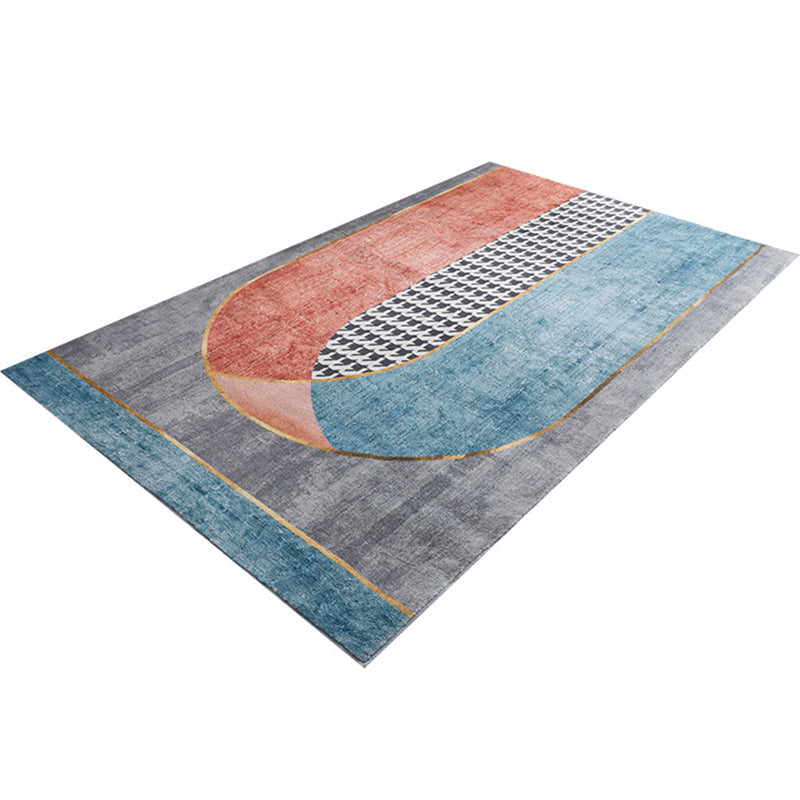 Trendy Geometric Patchwork Rug Multicolor Postmodern Rug Polyester Non-Slip Machine Washable Pet Friendly Rug for Home