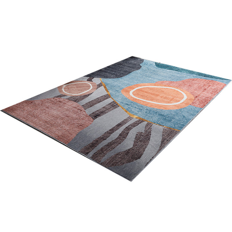 Trendy Geometric Patchwork Rug Multicolor Postmodern Rug Polyester Non-Slip Machine Washable Pet Friendly Rug for Home