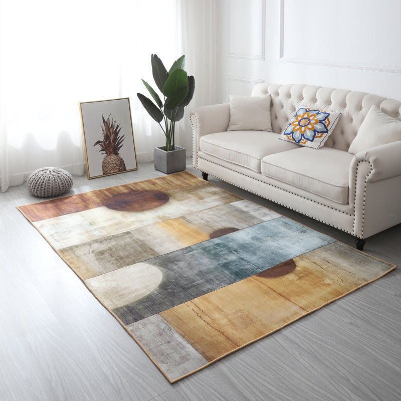 Multi Color Geometric Floral Carpet Cotton Mid-Century Modern Carpet Pet Friendly Anti-Slip Carpet for Room