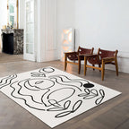 Simple Line Art Rug Multicolor Nordic Style Rug Synthetic Pet Friendly Machine Washable Non-Slip Rug for Living Room