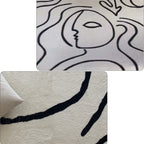 Simple Line Art Rug Multicolor Nordic Style Rug Synthetic Pet Friendly Machine Washable Non-Slip Rug for Living Room