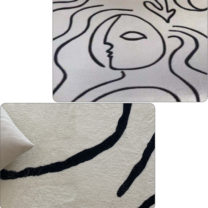 Simple Line Art Rug Multicolor Nordic Style Rug Synthetic Pet Friendly Machine Washable Non-Slip Rug for Living Room