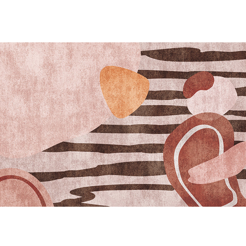 Mid-Century Living Room Rug Multicolored Architecture Color Block Rug Polyester Pet Friendly Non-Slip Washable Indoor Rug