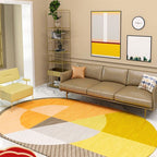 Multicolor Nordic Rug Polypropylene Color Block with Line Background Pet-Friendly Non-Slip Machine Washable Rug for Home