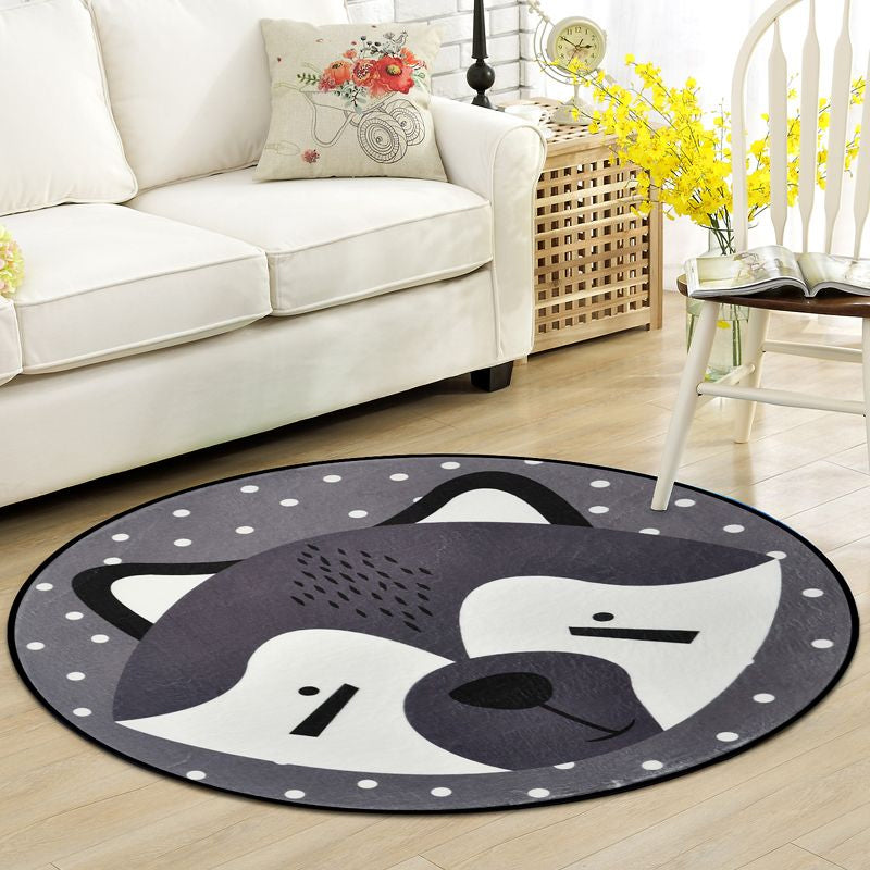 Creative Cartoon Area Rug Multi Colors Animals with Dotted Background Carpet Washable Pet Friendly Non-Slip Rug for Children's Room