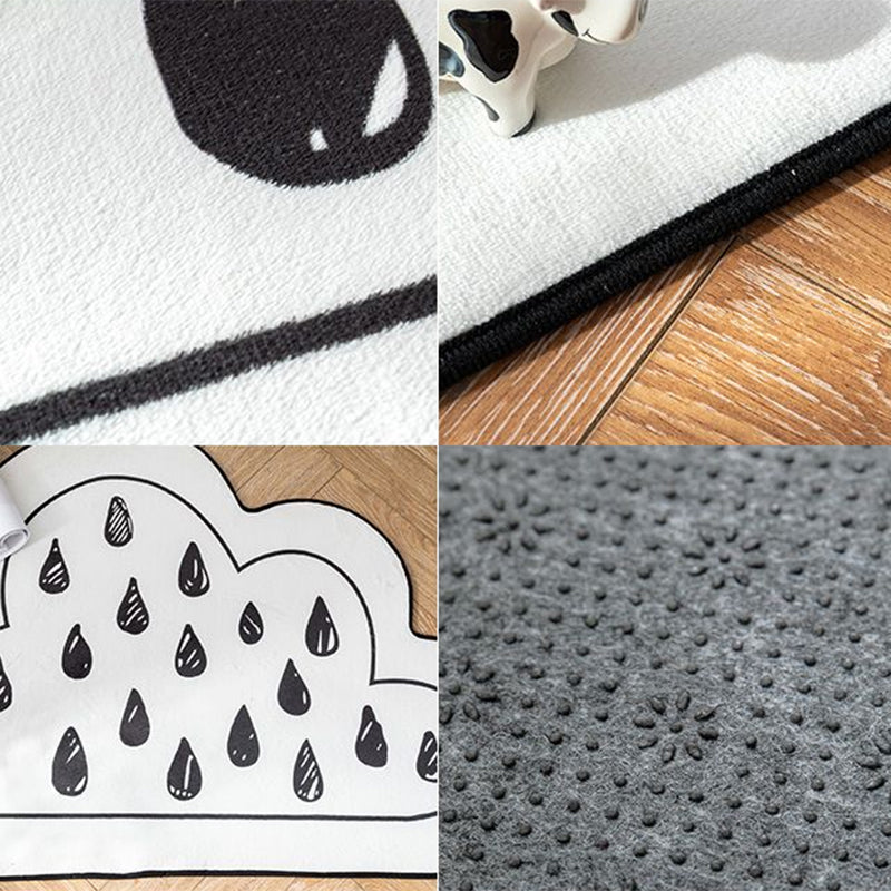 Novelty Children Area Rug Multicolor Raindrop Cloud Shape Rug Non-Slip Backing Washable Pet-Friendly Rug for Bedroom