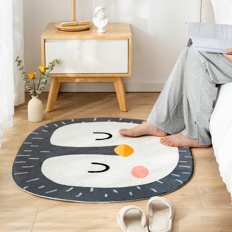 Multi Color Kids Carpet Cartoon Animal Head Pattern Rug Polyester Non-Slip Back Stain Resistant Machine Washable Rug