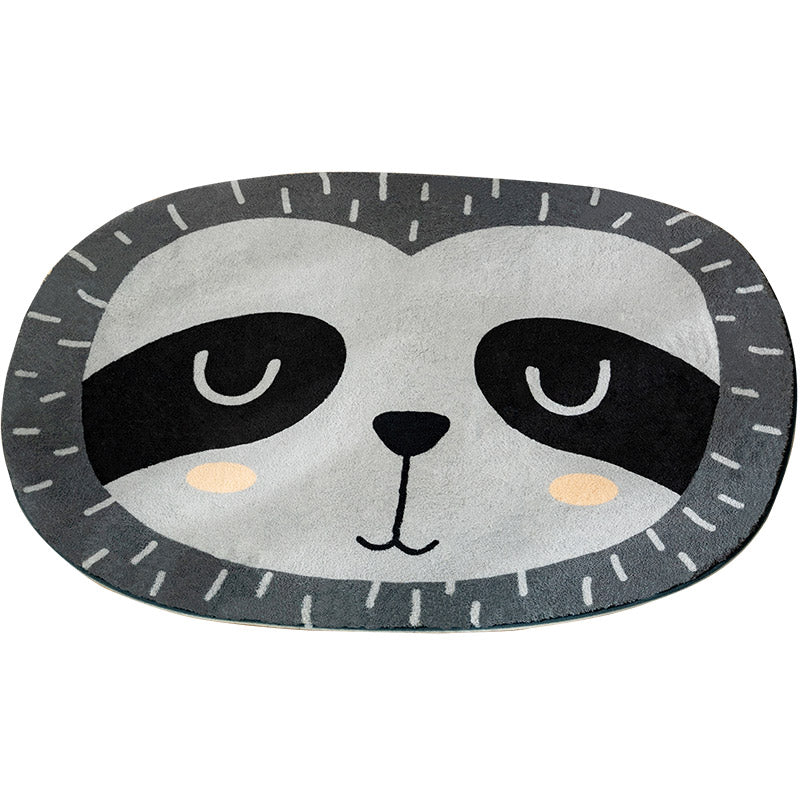 Multi Color Kids Carpet Cartoon Animal Head Pattern Rug Polyester Non-Slip Back Stain Resistant Machine Washable Rug