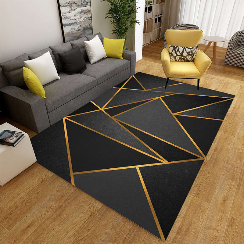 Minimalist 3D Geometric Rug Multi-Color Polypropylene Area Rug Pet-Friendly Non-Slip Machine Washable Rug for Large Room