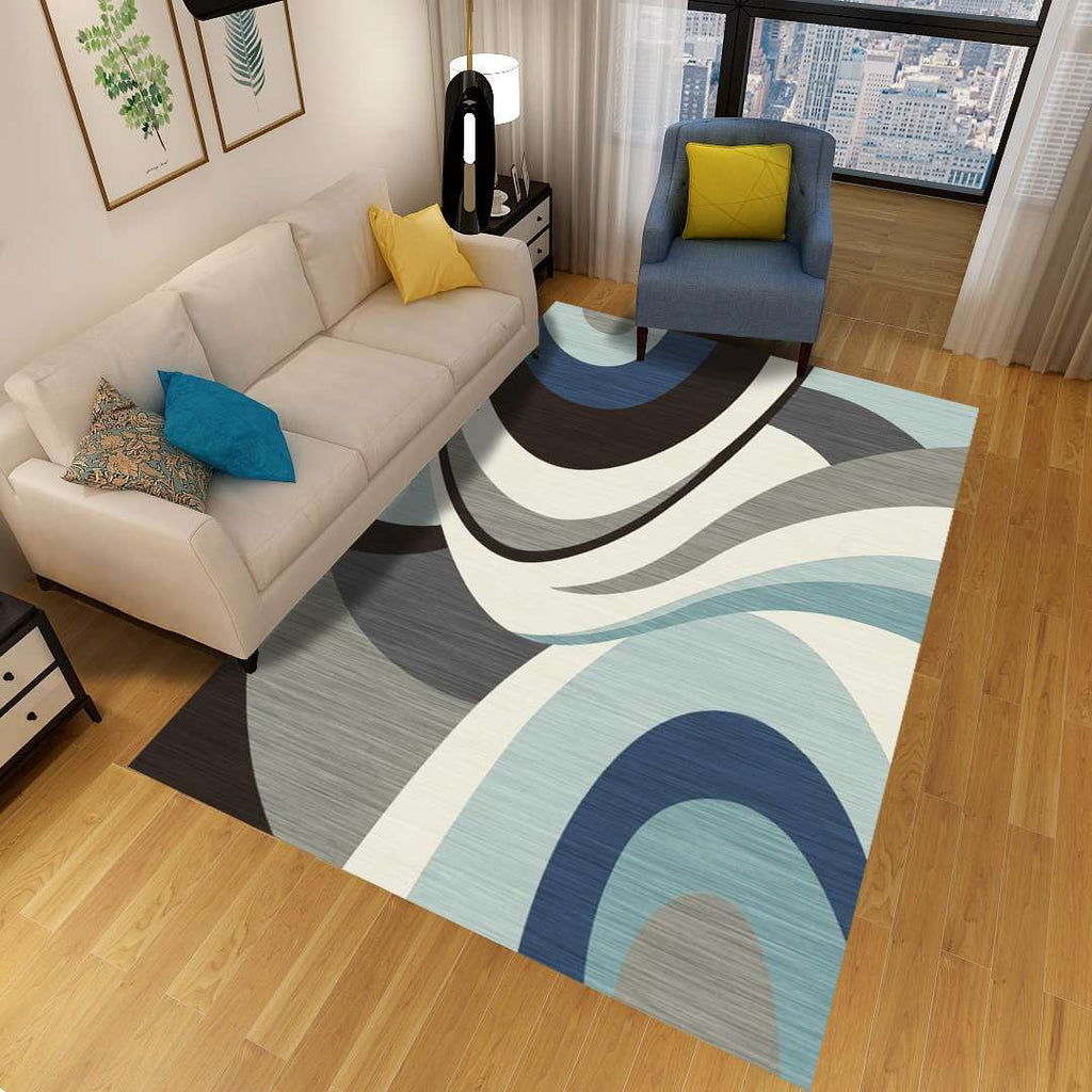 Minimalist 3D Geometric Rug Multi-Color Polypropylene Area Rug Pet-Friendly Non-Slip Machine Washable Rug for Large Room