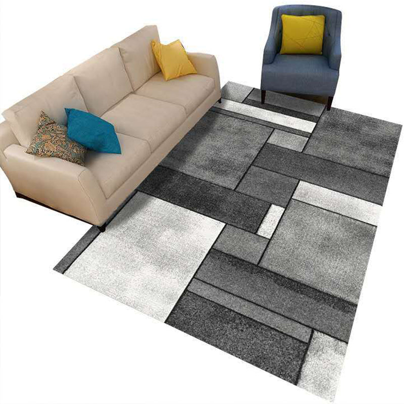Minimalist 3D Geometric Rug Multi-Color Polypropylene Area Rug Pet-Friendly Non-Slip Machine Washable Rug for Large Room