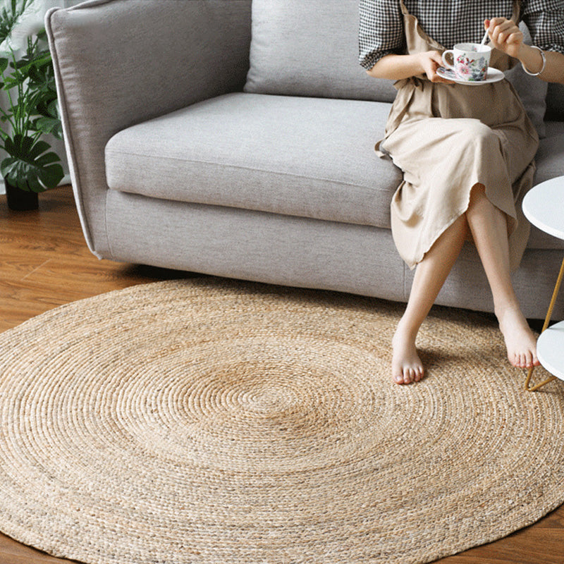 Multi-Color Living Room Rug Rustic Solid Color Carpet Natural Jute Pet Friendly Washable Non-Slip Mat Rug