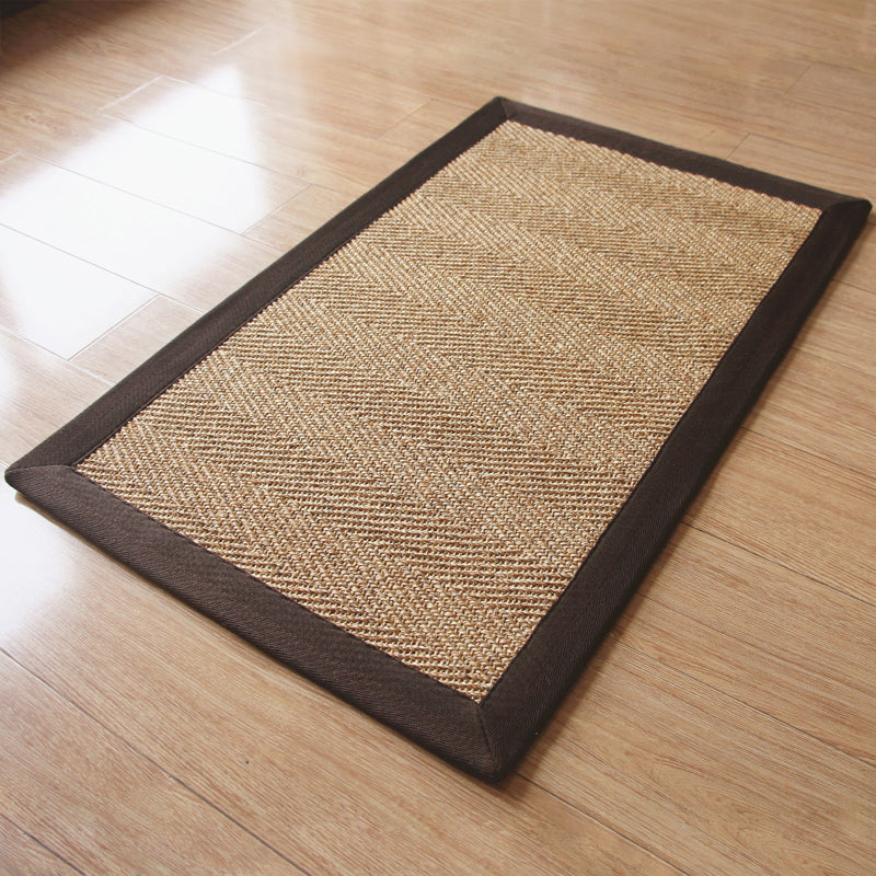 Lodge Tearoom Carpet Brown Solid Color Carpet Sisal Fiber Non-Slip Stain Resistant Machine Washable Carpet