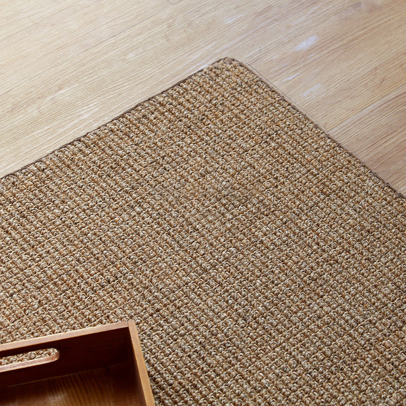 Lodge Home Rug Light Brown Solid Color Rug Sisal Woven Pet Friendly Machine Washable Non-Slip Rug