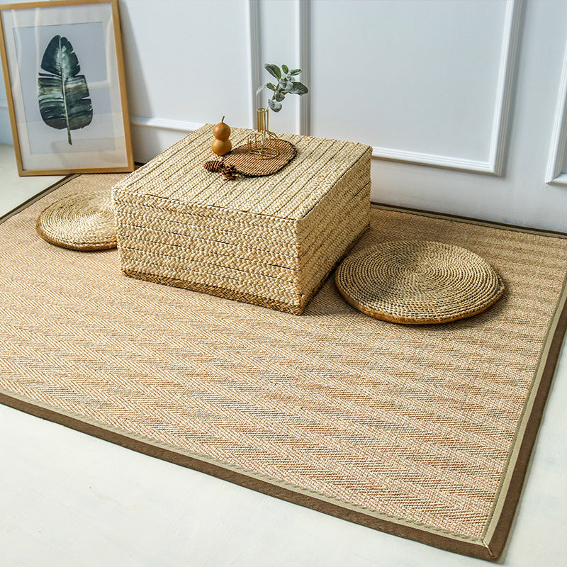 Japanese Style Rustic Carpet Multicolored Simple Carpet Washable Stain Resistant Non-Slip Underlay Carpet for Bedroom