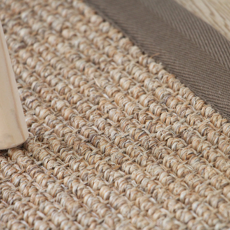 Premium Solid Area Rug Light Brown Wooden Style Carpet Sisal Non-Slip Pet-Friendly Machine Washable Rug for Home