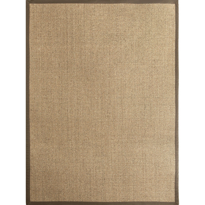 Premium Solid Area Rug Light Brown Wooden Style Carpet Sisal Non-Slip Pet-Friendly Machine Washable Rug for Home
