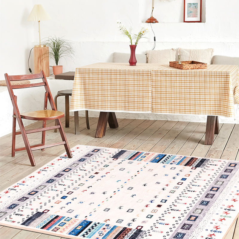 Moroccan Home Area Rug Multicolored Pattern Rug Polypropylene Pet-Friendly Machine Washable Rug