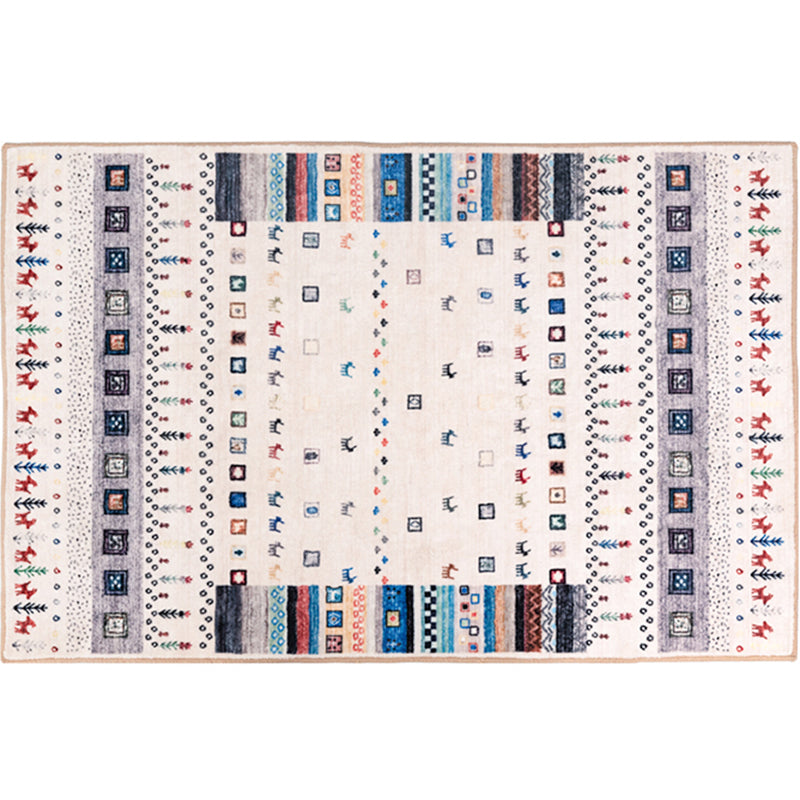 Moroccan Home Area Rug Multicolored Pattern Rug Polypropylene Pet-Friendly Machine Washable Rug