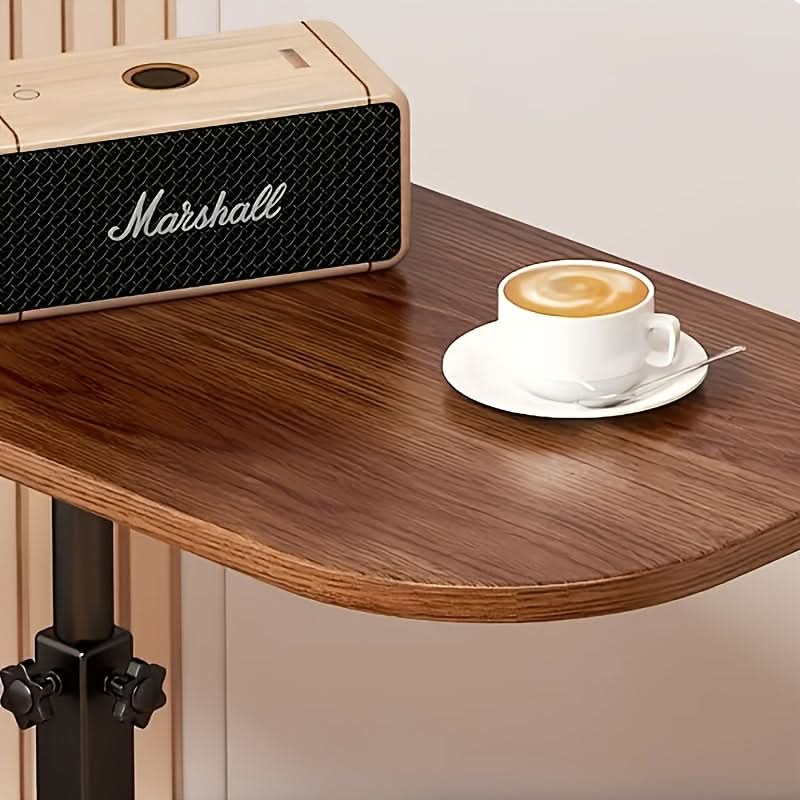 Height-Adjustable Side Table with Wood Top and Metal Frame, 45–80 cm