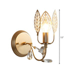 Modernism 1 Light Wall Lamp with Crystal Leaf Bronze Branch Wall Mounted Light for Bedroom