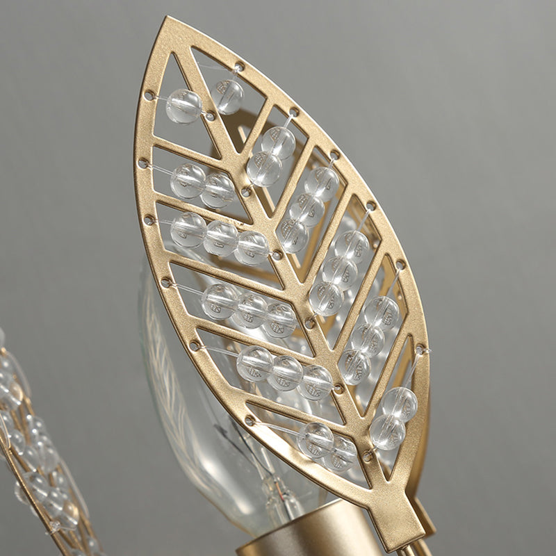 Modernism 1 Light Wall Lamp with Crystal Leaf Bronze Branch Wall Mounted Light for Bedroom