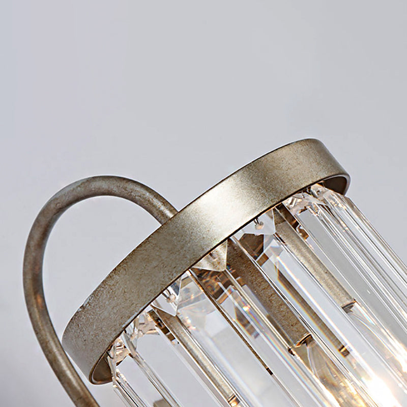 Prismatic Crystal Cylinder Wall Light Modern 1 Light Gold/Black Wall Mount Light