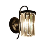 Prismatic Crystal Cylinder Wall Light Modern 1 Light Gold/Black Wall Mount Light