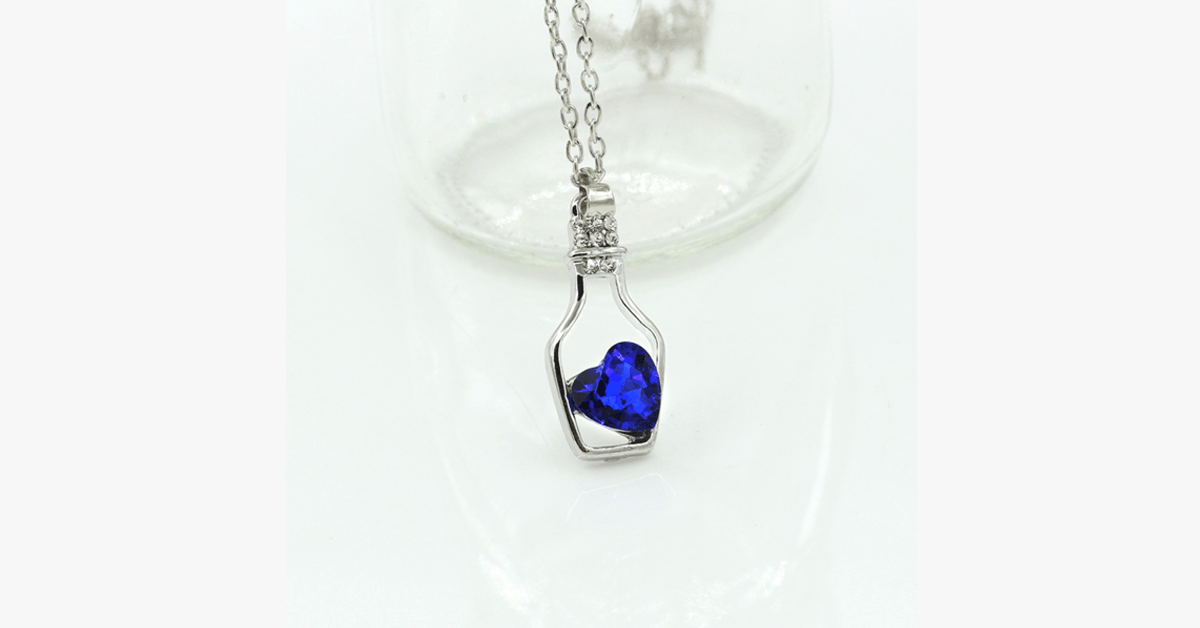 Love Bottle Gemstone Pendant Necklace - For whenever you need a sip of love