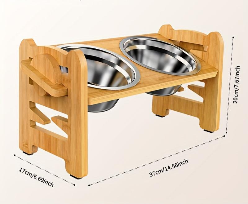 Elevated non-slip dog bowl stand with double bowls