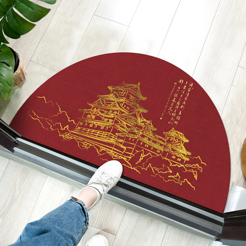 Chinoiserie Printed Rug Multi Colored Polypropylene Carpet Anti-Slip Back Pet Friendly Stain Resistant Rug for Door
