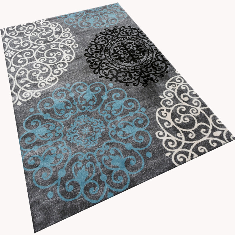 Glamour Drawing Print Rug Multicolor Chinoiserie Rug Synthetic Pet Friendly Non-Slip Back Washable Rug for Home